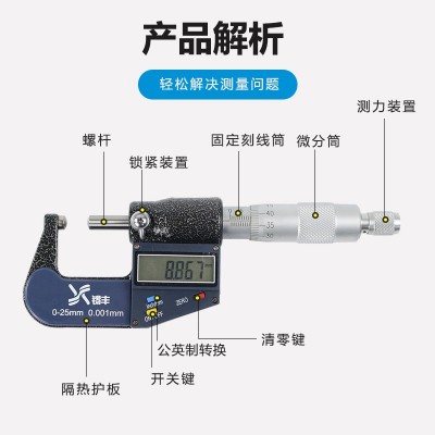 【特殊测头】数显千分尺卡尺双尖头圆头刀口叶片小头0-25mm壁厚图3